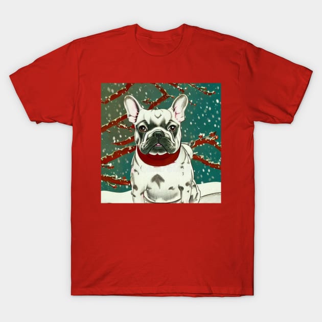 Cutest Merle French Bulldog Christmas Puppy Mom Dad Happiness T-Shirt by Mochabonk